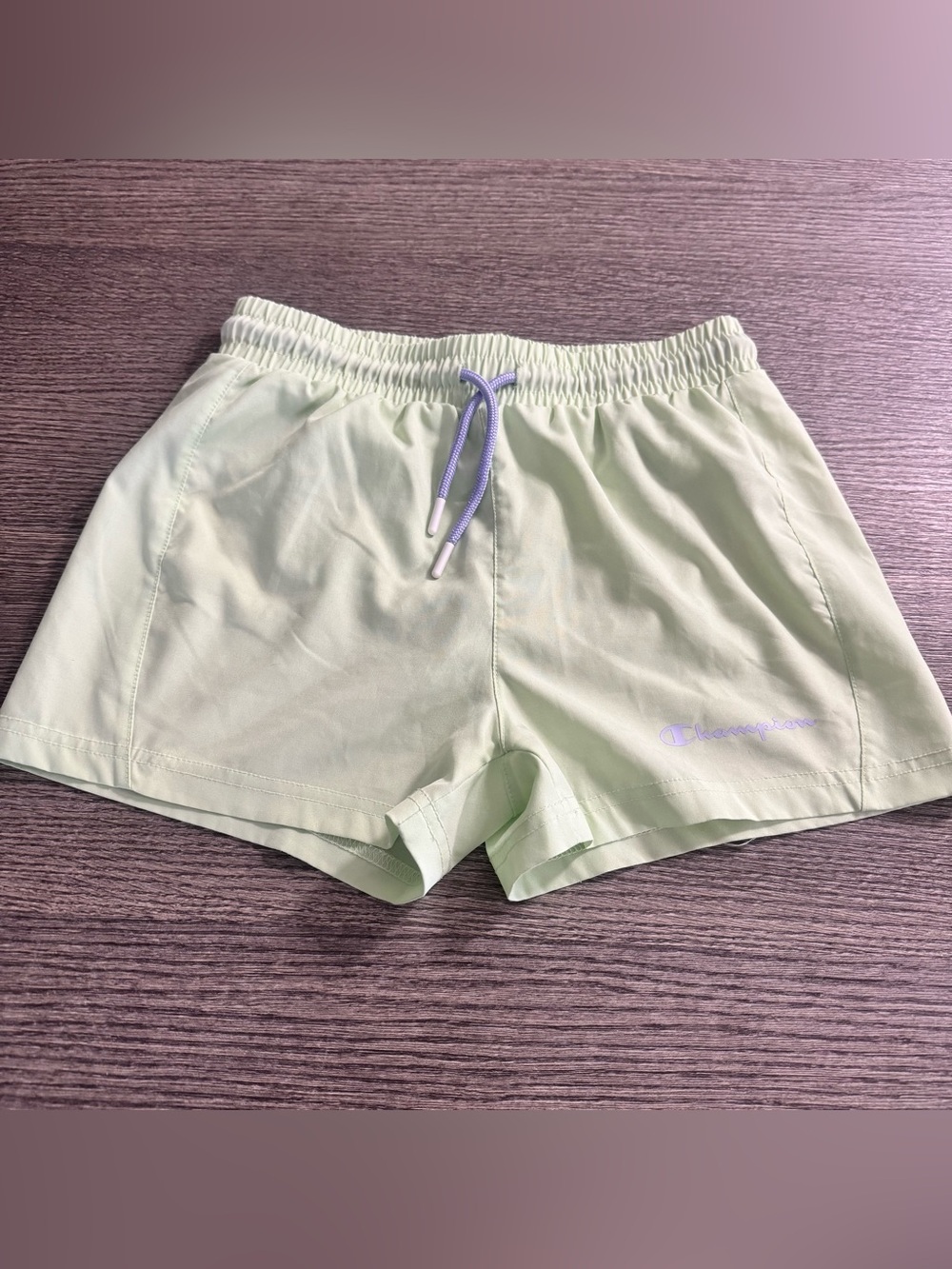 Champion girls shorts size 10/12 built-in briefs pastel green